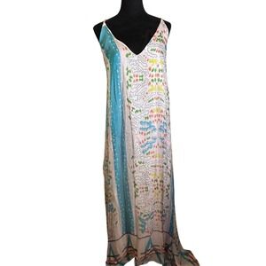 Anthropologie Calesso Maxi Dress V-Neck Open Back Colorful Print Size US‎ 6